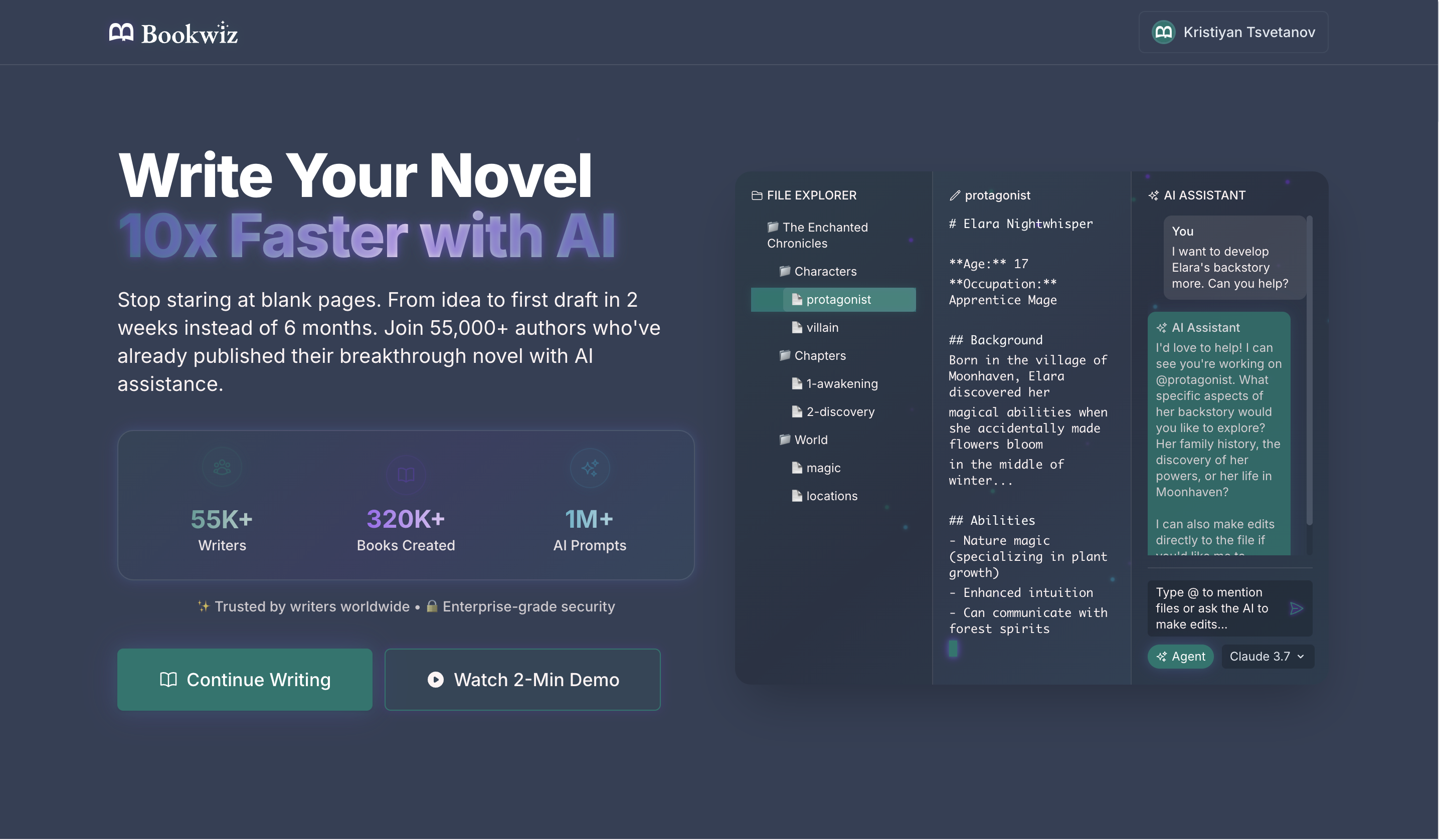 BookWiz Dashboard Interface